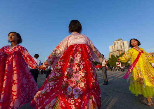 North Korean students during a mass dance performance, DGC, Pyongyang, North Korea