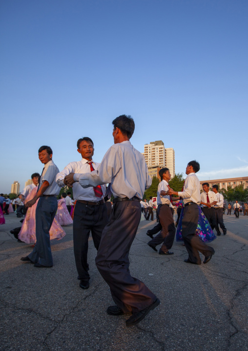 North Korean students during a mass dance performance, DGC, Pyongyang, North Korea