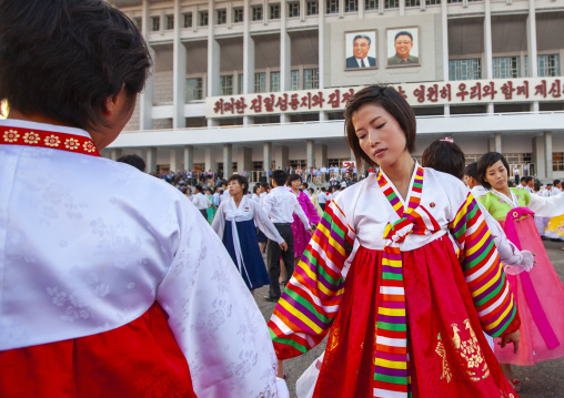 North Korean students during a mass dance performance, DGC, Pyongyang, North Korea