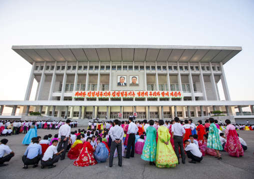 North Korean students during a mass dance performance, DGC, Pyongyang, North Korea
