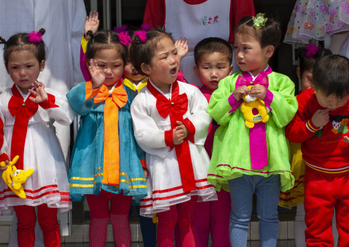 North Korean triplets in an orphanage, South Pyongan, Nampo, North Korea