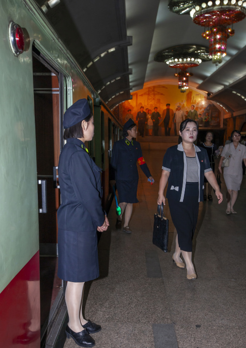 North Korean people in the subway, DGC, Pyongyang, North Korea