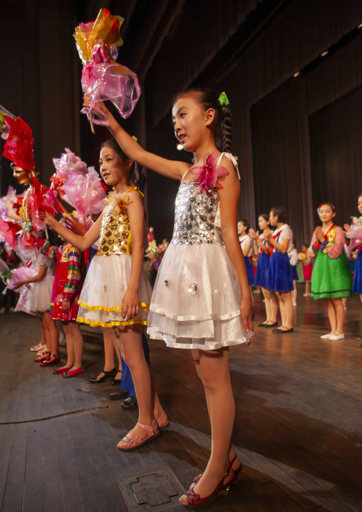 Young artists at the end of the show in Mangyongdae children's palace, DGC, Pyongyang, North Korea