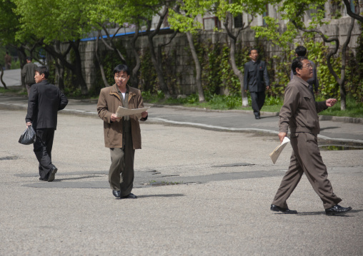 North Korean men in the street, DGC, Pyongyang, North Korea