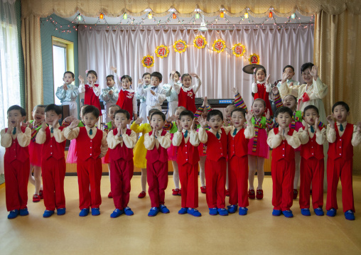 North Korean children playing music in Kwangbok school, DGC, Pyongyang, North Korea