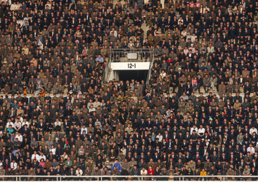 Crowd in the Kim il Sung stadium during a football game, DGC, Pyongyang, North Korea