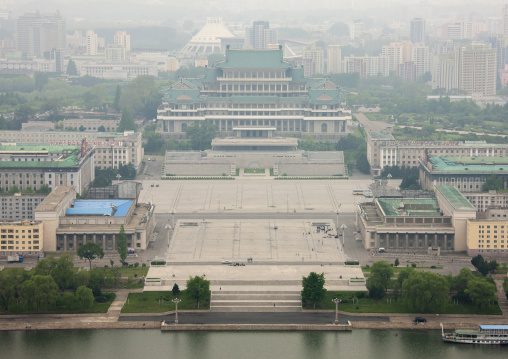 High angle view of Kim il Sung square, DGC, Pyongyang, North Korea