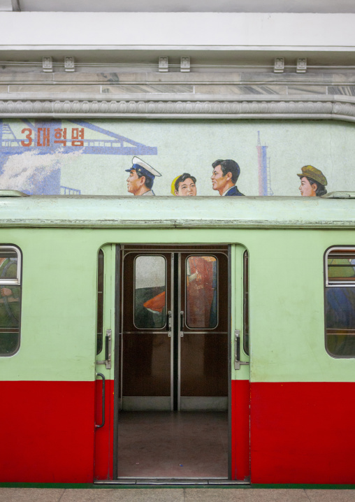 North Korean wagon in a subway car, DGC, Pyongyang, North Korea