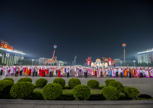 Students dancing to celebrate april 15 the birth anniversary of Kim Il-sung, DGC, Pyongyang, North Korea