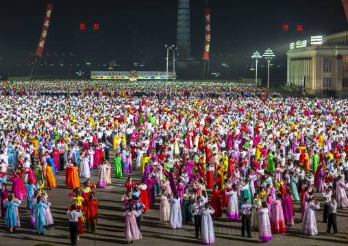 Students dancing to celebrate april 15 the birth anniversary of Kim Il-sung, DGC, Pyongyang, North Korea