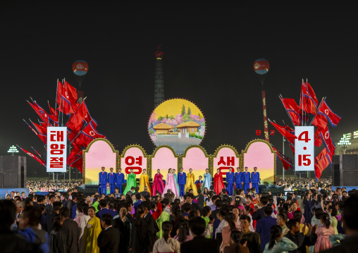 Students dancing to celebrate april 15 the birth anniversary of Kim Il-sung, DGC, Pyongyang, North Korea