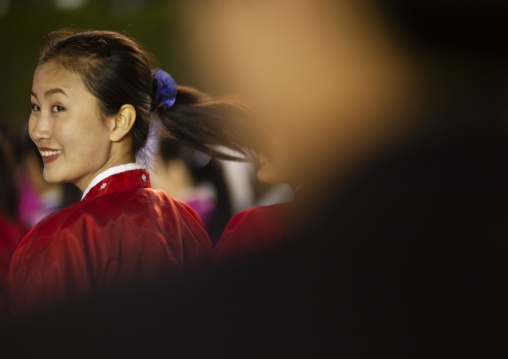 Students dancing to celebrate april 15 the birth anniversary of Kim Il-sung, DGC, Pyongyang, North Korea