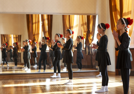 Girls attend a dance class at the Mangyongdae children's palace, DGC, Pyongyang, North Korea