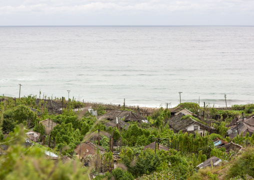 Overview of village near the sea, North Hamgyong, Jung Pyong Ri, North Korea