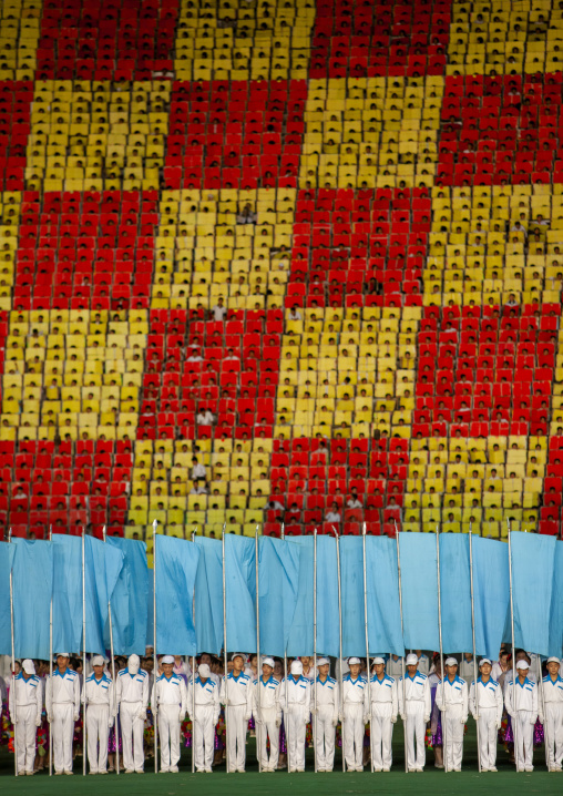 Children used to make human pixels by holding up boards during Arirang, DGC, Pyongyang, North Korea