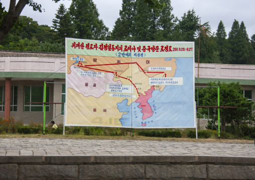 Map of the last Kim Jong il trips in train, North Hwanghae, Kaesong, North Korea