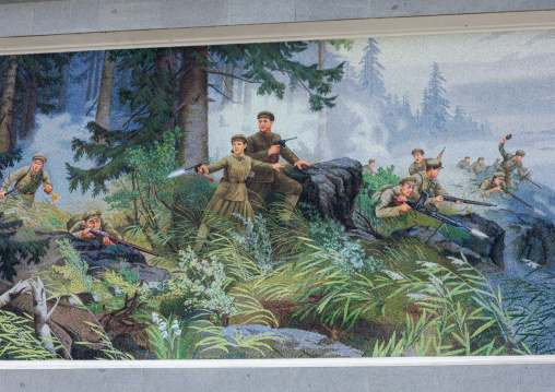 Propaganda fresco of Kim Il Sung during the war, Kangwon Province, Wonsan, North Korea