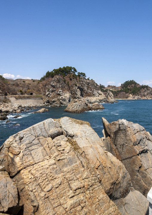 Rocky coastline on the east sea, North Hamgyong, Chilbo Sea, North Korea