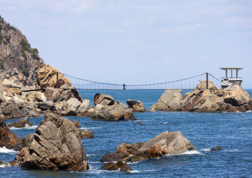 Bridge on a rocky coastline on the east sea, North Hamgyong, Chilbo Sea, North Korea
