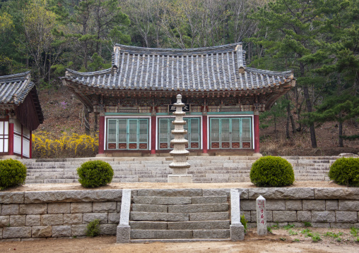 Pagoda in front of Anhwa buddhist temple, North Hwanghae, Kaesong, North Korea