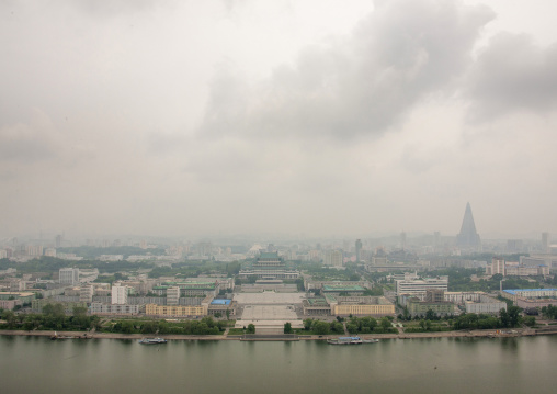 City skyline and Taedong river, DGC, Pyongyang, North Korea