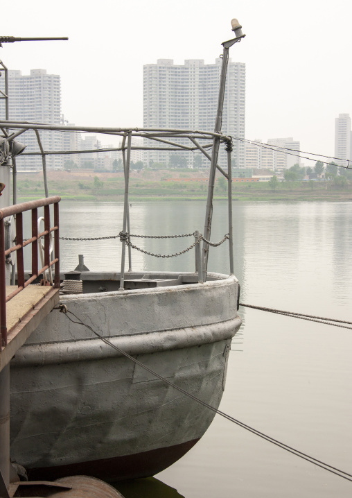 Uss Pueblo american spy ship at dockside, DGC, Pyongyang, North Korea