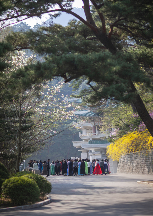 People visiting the International friendship exhibition, Hyangsan county, Mount Myohyang, North Korea