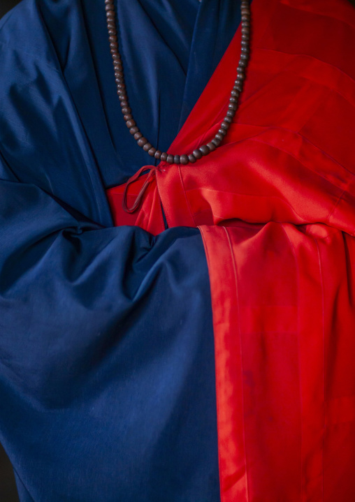 North Korean monk in Pohyon-sa Korean buddhist temple, Hyangsan county, Mount Myohyang, North Korea