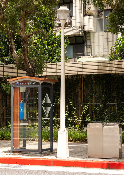 Telephone booth in the street, Zhongzheng District, Taipei, Taiwan