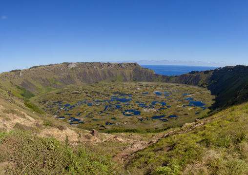 Rano kau volcano crater, Easter Island, Hanga Roa, Chile