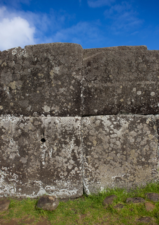 Stone wall in vinapu site, Easter Island, Hanga Roa, Chile