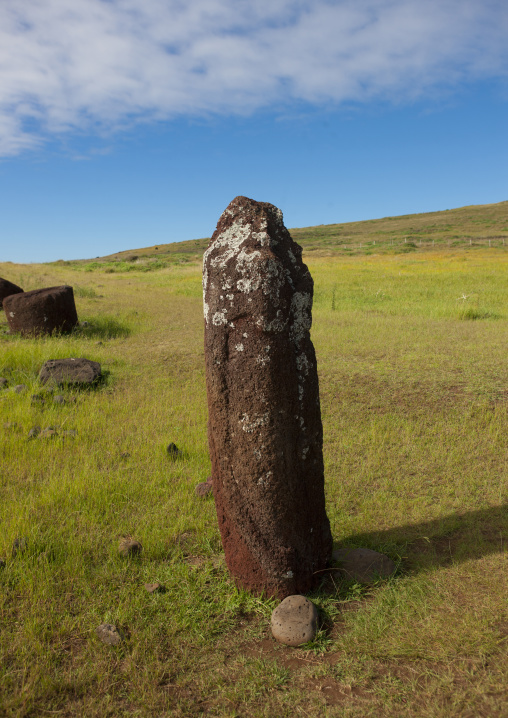 Former double-headed moai in Vinapu site, Easter Island, Hanga Roa, Chile