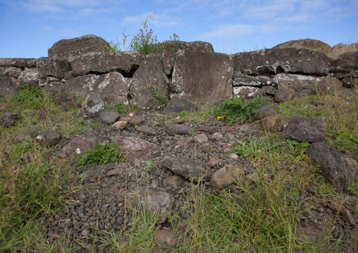 Earth oven in vinapu site, Easter Island, Hanga Roa, Chile