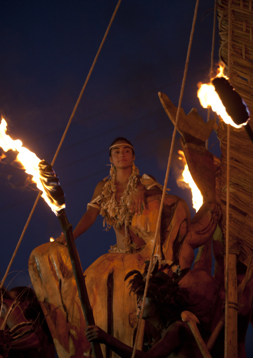 Lili Pate flaot during tapati festival, Easter Island, Hanga Roa, Chile