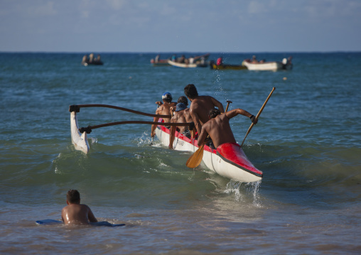 Canoe competition at anakena beach, Easter Island, Hanga Roa, Chile
