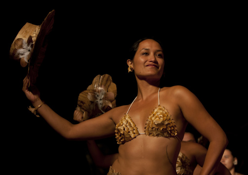 Traditional dances during tapati festival, Easter Island, Hanga Roa, Chile
