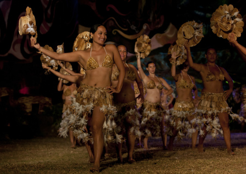 Traditional dances during tapati festival, Easter Island, Hanga Roa, Chile