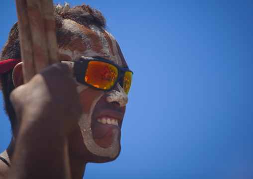 Spear competition during tapati festival, Easter Island, Hanga Roa, Chile
