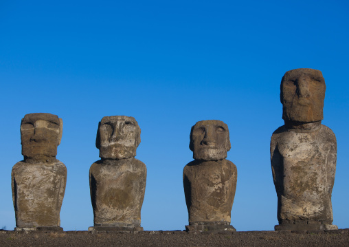 Monolithic moai statues at ahu tongariki, Easter Island, Hanga Roa, Chile
