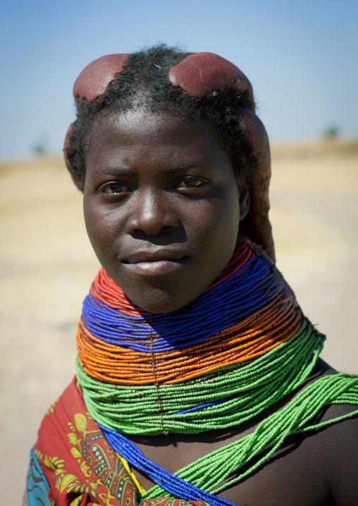 Mumuhuila Woman With The Traditional Giant Necklace, Hale Village, Angola