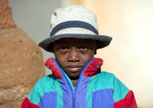 Himba Dressed In A Western Way Wearing A Hat, Village Of Oncocua, Angola