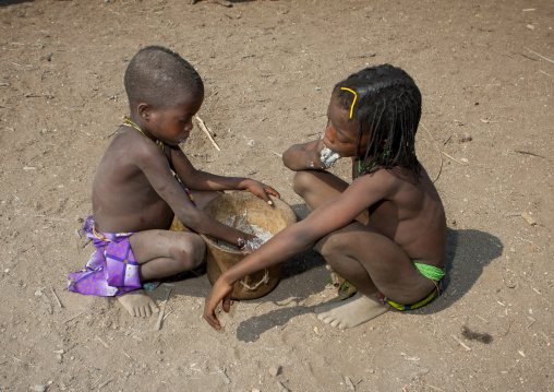 Mucawana Kids Eating In A Pot, Village Of Soba, Angola