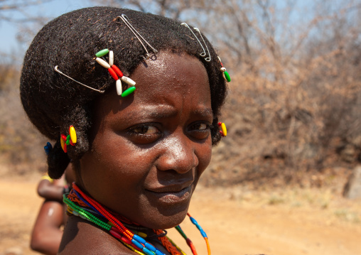 Portrait of a Mudimba tribe woman, Cunene Province, Kuroca, Angola