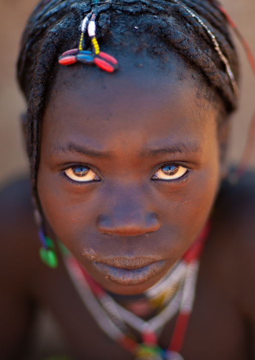 Portrait of a Muhacaona tribe girl, Cunene Province, Oncocua, Angola