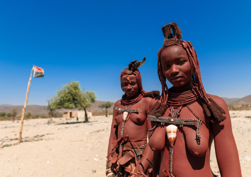 Himba tribe women covered with otjize, Cunene Province, Oncocua, Angola