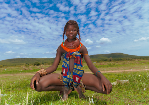 Portrait of a Mumuhuila tribe girl, Huila Province, Chibia, Angola