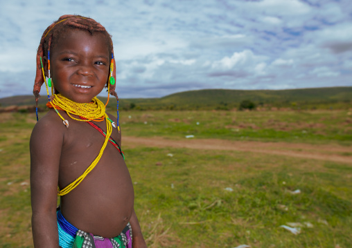Portrait of a Mumuhuila tribe girl, Huila Province, Chibia, Angola