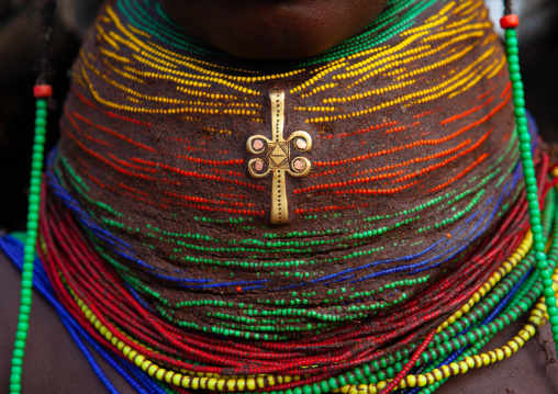 Mumuhuila tribe woman huge necklace, Huila Province, Chibia, Angola