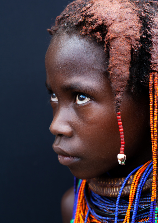 Portrait of a Mumuhuila tribe girl, Huila Province, Chibia, Angola