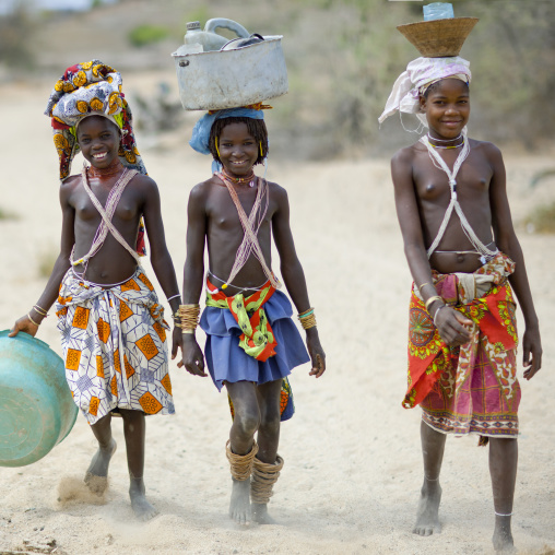 Mucubal Girls Going To Get Water, Virie Area, Angola